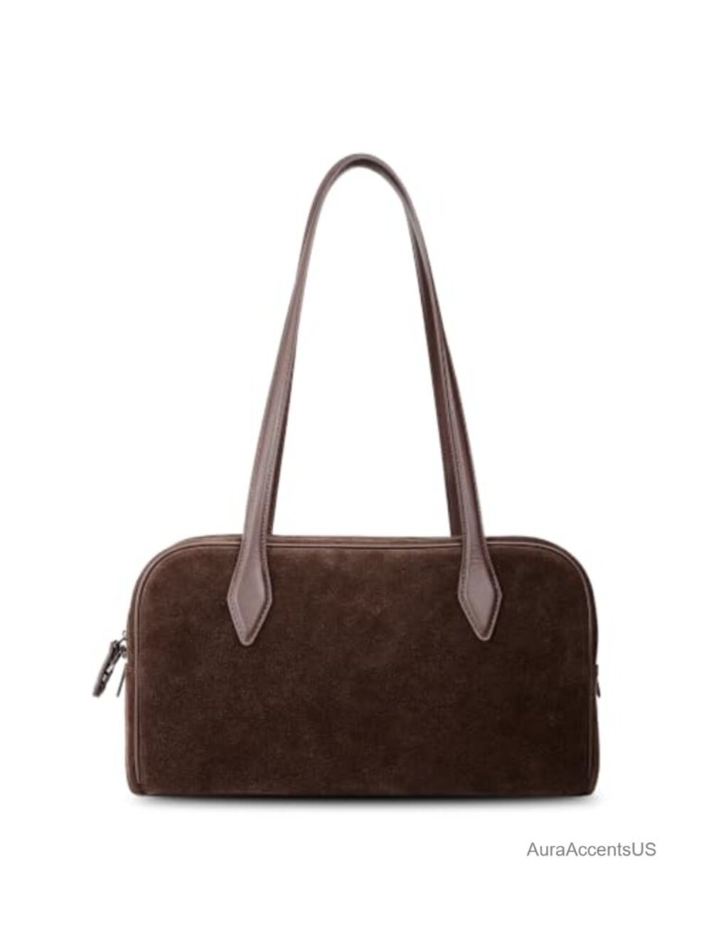 Suede Leather Bowler Shoulder Bag Anti-Theft Zip